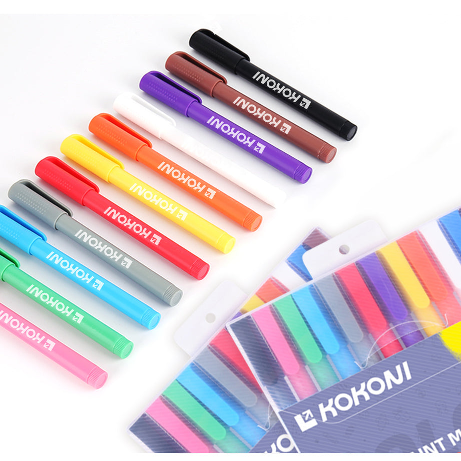 KOKONI 12 Colors Acrylic Paint Marker Set, Water Based, for 3D Prints Coloring
