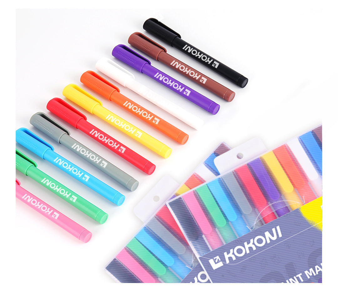 KOKONI 12 Colors Acrylic Paint Marker Set, Water Based, for 3D Prints Coloring