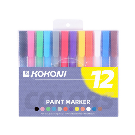 KOKONI 12 Colors Acrylic Paint Marker Set, Water Based, for 3D Prints Coloring