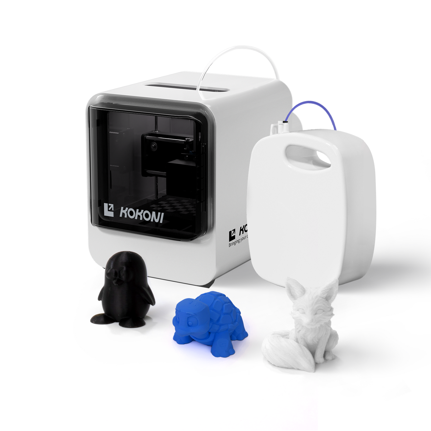 Snow World Pack: KOKONI EC1/EC2 3D Printer Plus Filaments White/ Black/ Blue