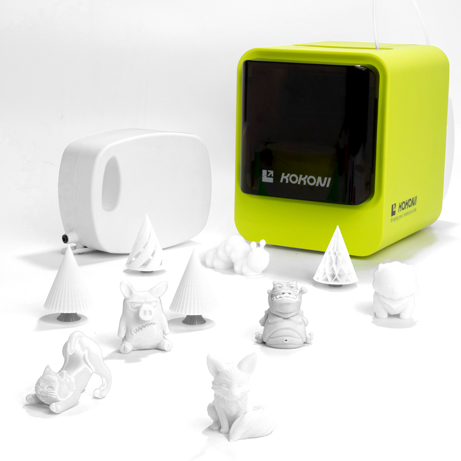 KOKONI Starter Pack: EC1/EC2 3D Printer Plus 2 White PLA Filaments