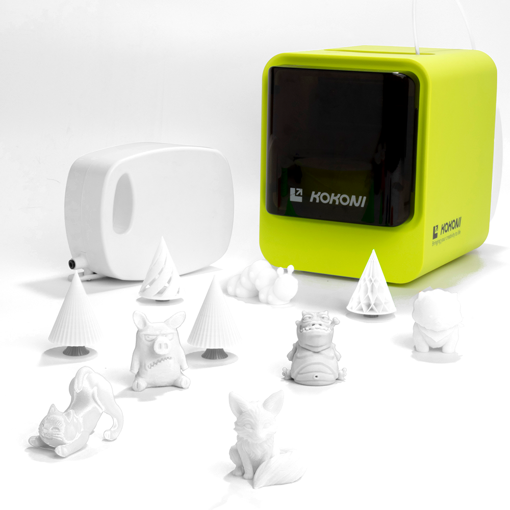 KOKONI Starter Pack: EC1/EC2 3D Printer Plus 2 White PLA Filaments