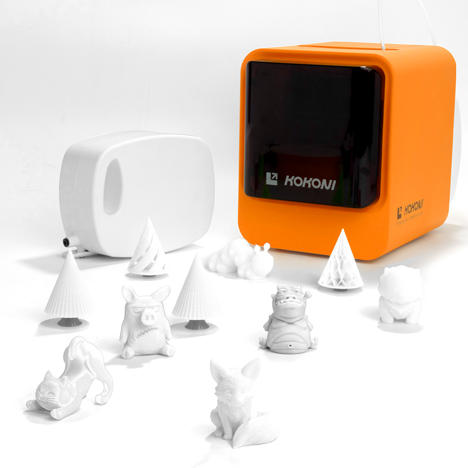 KOKONI Starter Pack: EC1/EC2 3D Printer Plus 2 White PLA Filaments